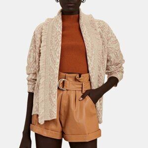 New Intermix Wool Cashmere Simone Ikat Cardigan Beige Small $458